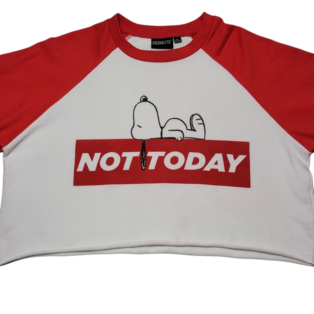 Women's Peanuts Crop Top Sweatshirt " Not Today" Sz Large